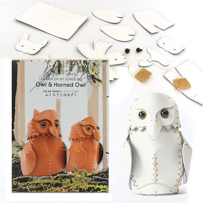 Leather DIY Kit 001「Owl and Horned owl 」